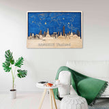 Thailand Wood Art Bangkok City Skyline Wall Decor - Custom Gift