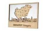 Wooden Budapest Map Wall Art - Custom Housewarming Gift