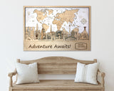 Personalized Philadelphia Wall Decor - World Map Push Pin Art