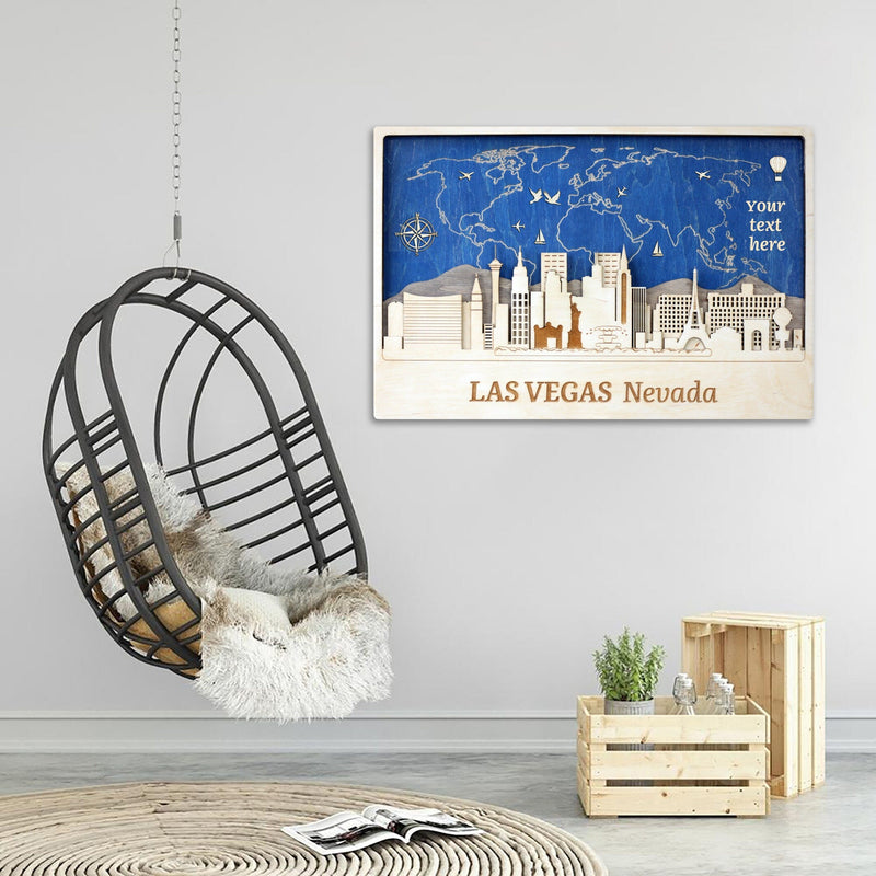 Las Vegas Wood Wall Art with Skyline