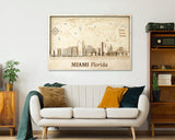 Miami Skyline Wood Wall Art - Custom Personalized Gift