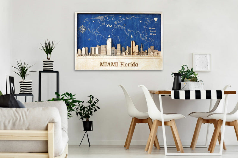 Miami Wooden City Skyline - Home Decor - Wall Art