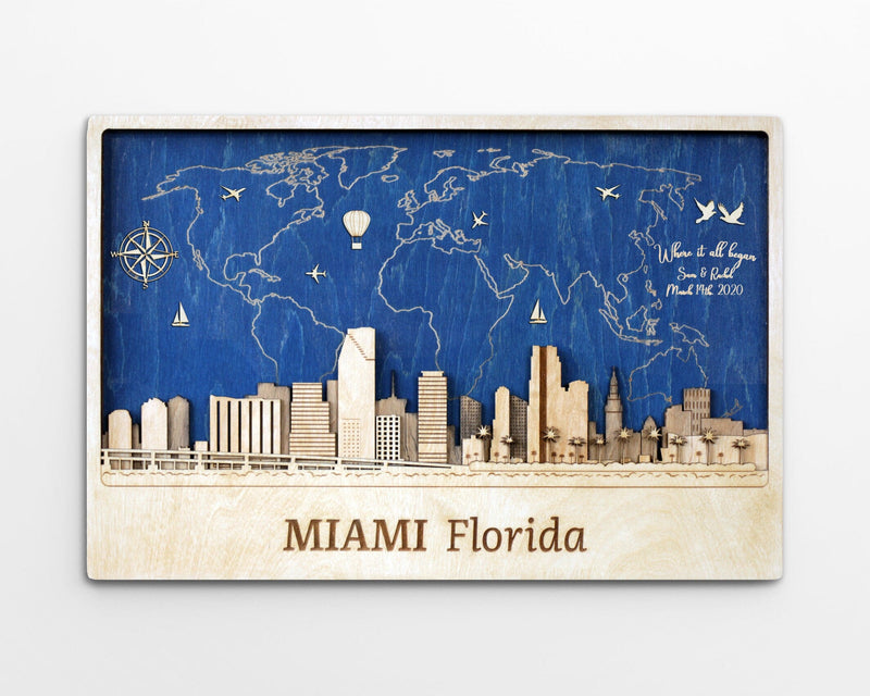 Miami Wooden City Skyline - Home Decor - Wall Art