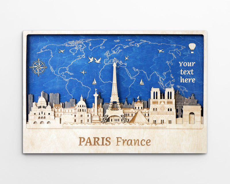 Paris Wood Wall Art - Personalized Travel Home Decor Gift