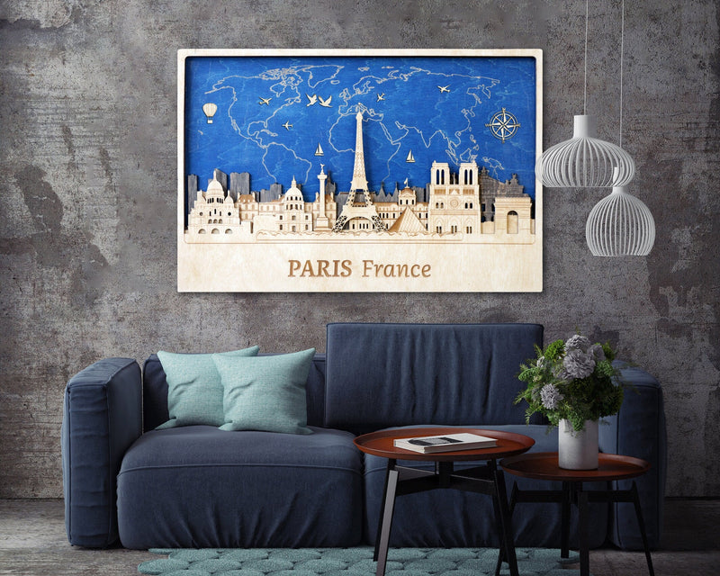 Paris Wood Wall Art - Personalized Travel Home Decor Gift