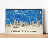 Kansas City 3D Skyline - Original Wood Wall Art