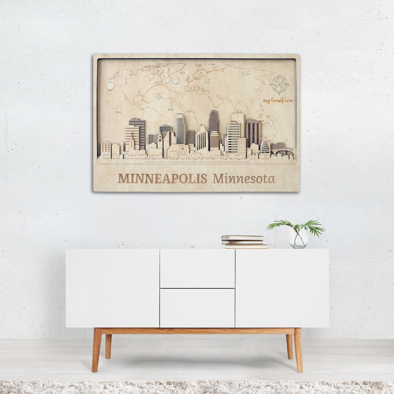 Minneapolis City Skyline Wall Decor - Housewarming Gift