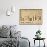 Philadelphia Wooden City Skyline - Personalized Wall Map - Home Office Decor