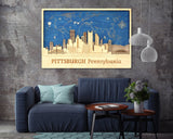 Pittsburgh Wooden City Poster - Custom Personalized Wall Art