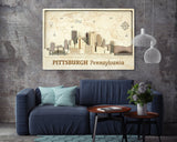 Pittsburgh Wood Wall Art - Push Pin World Map Farmhouse Decor