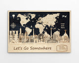 Wood Push Pin World Map - Personalized Travel Wall Decor