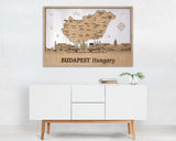 Wooden Budapest Map Wall Art - Custom Housewarming Gift