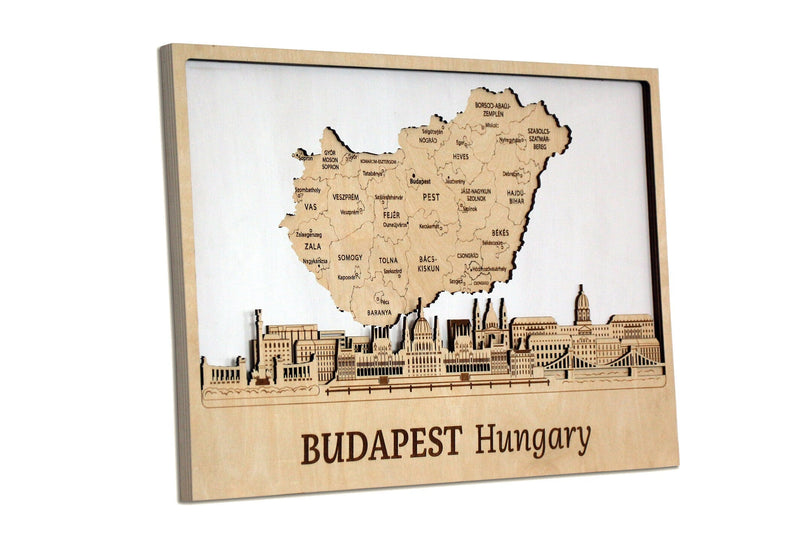 Wooden Budapest Map Wall Art - Custom Housewarming Gift