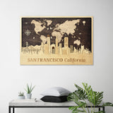 San Francisco Wood Map Wall Decor