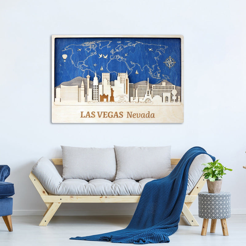 Las Vegas Wood Wall Art with Skyline