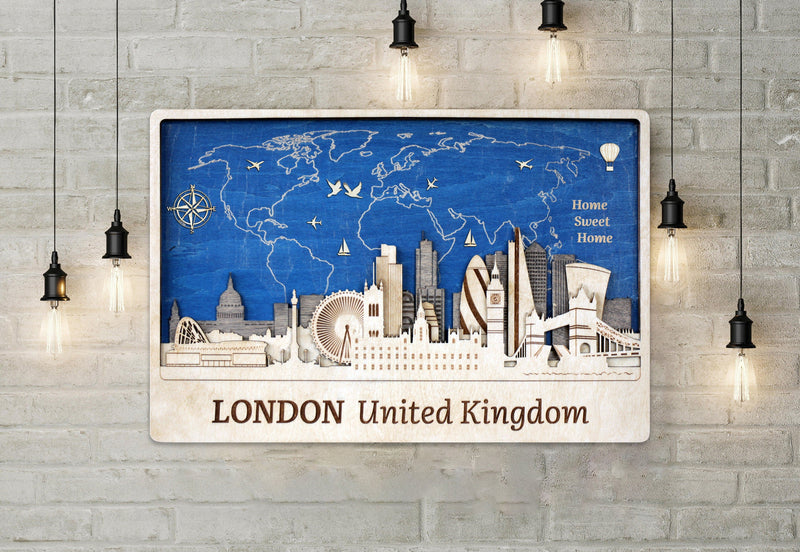 London Skyline Personalized Wall Decor - Anniversary Gift