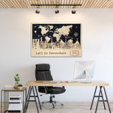 Personalized World Map Wall Art with Iconic Buildings