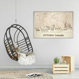 Ottawa Wood Wall Art with Push Pin Map of World