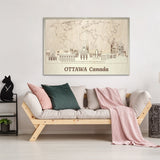 Ottawa Wood Wall Art with Push Pin Map of World