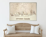 Ottawa Wood Wall Art with Push Pin Map of World