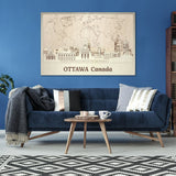 Ottawa Wood Wall Art with Push Pin Map of World