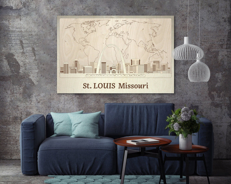 St. Louis Wooden Wall Art - Rustic Farmhouse Decor - Custom Anniversary Gift