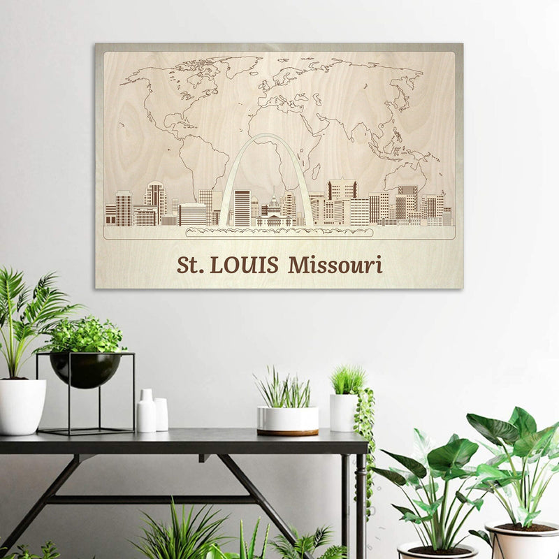 St. Louis Wooden Wall Art - Rustic Farmhouse Decor - Custom Anniversary Gift