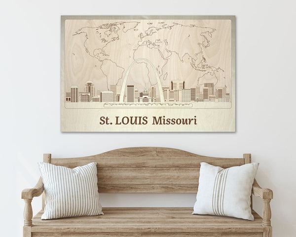 St. Louis Wooden Wall Art - Rustic Farmhouse Decor - Custom Anniversary Gift