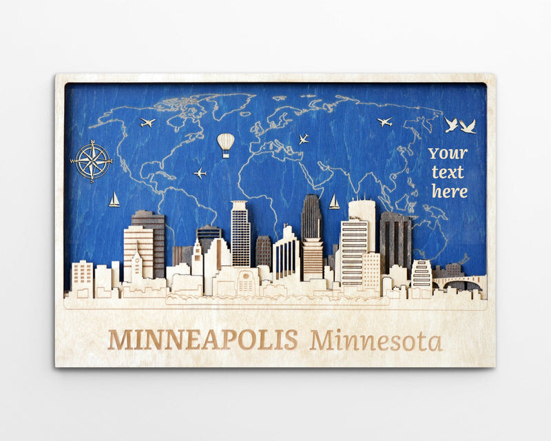 Minneapolis Personalized Wood Wall Art for 5th Anniversary Gift