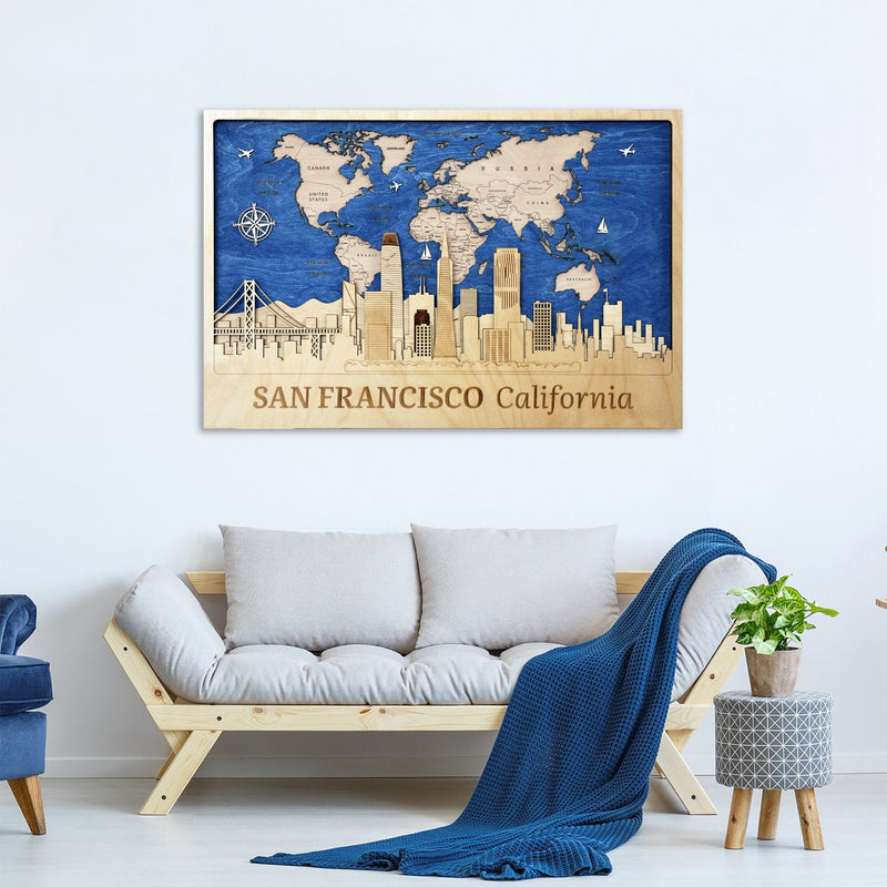 San Francisco Wood Map Wall Decor