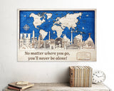 3D World Map Wood Wall Decor with Quotes