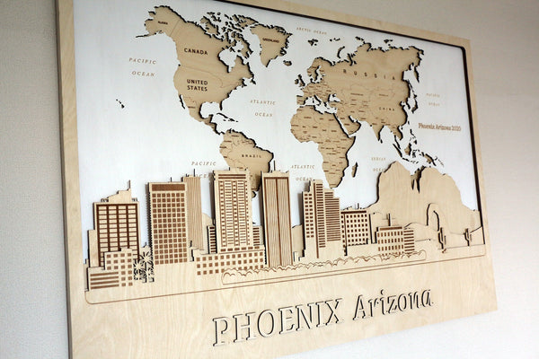 Phoenix Wood Wall Art - Custom Travel Housewarming Gift