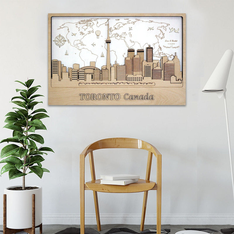 Toronto 3D City Wood Wall Art - Unique Canada Travel Decor