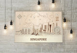 Singapore Wood Wall Art Custom Travel Gift.