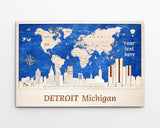 Detroit Skyline Art Wood Wall Decor