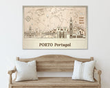 Porto Wooden World Map - Customizable Travel Souvenir - Wall Art