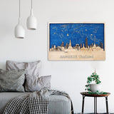 Thailand Wood Art Bangkok City Skyline Wall Decor - Custom Gift