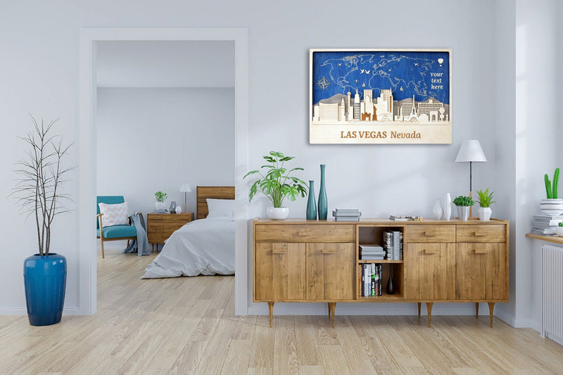 Las Vegas Skyline Wall Art - Personalized Wood Decor