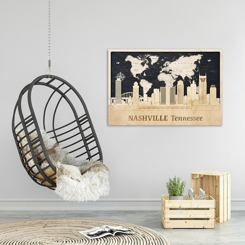 Nashville Skyline Wall Art - Wood Decor