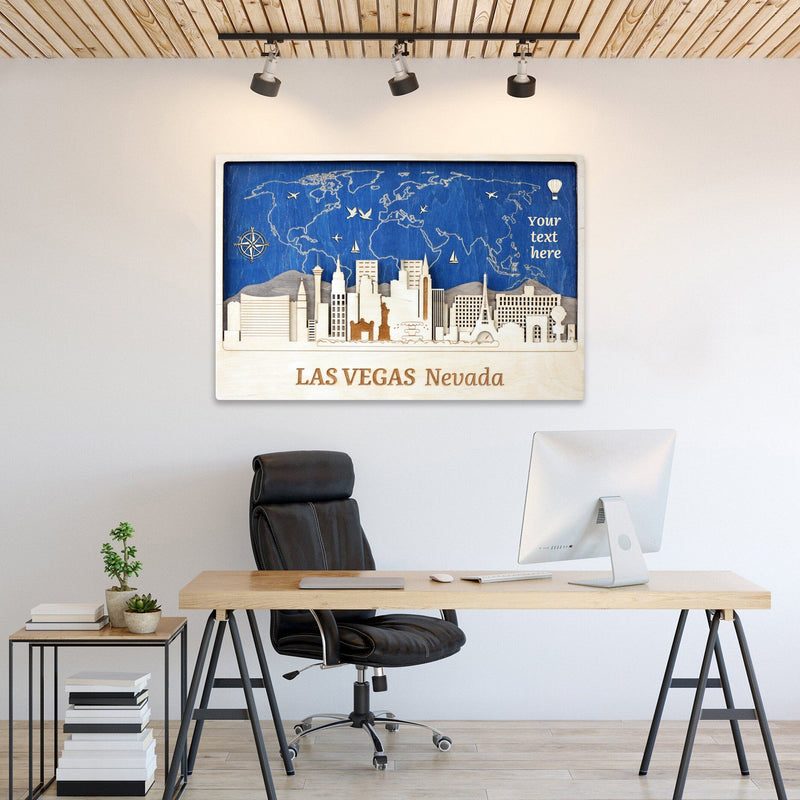 Las Vegas Wood Wall Art with Skyline