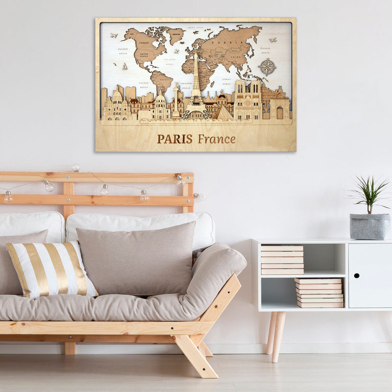 Paris Skyline 3D Wooden Silhouette - Personalized Lover Gift