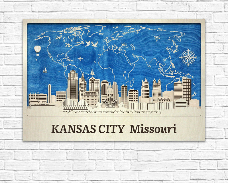 Kansas City 3D Skyline - Original Wood Wall Art