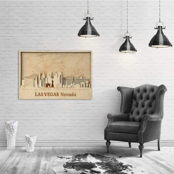 Las Vegas Skyline Wall Art - Personalized Wood Decor