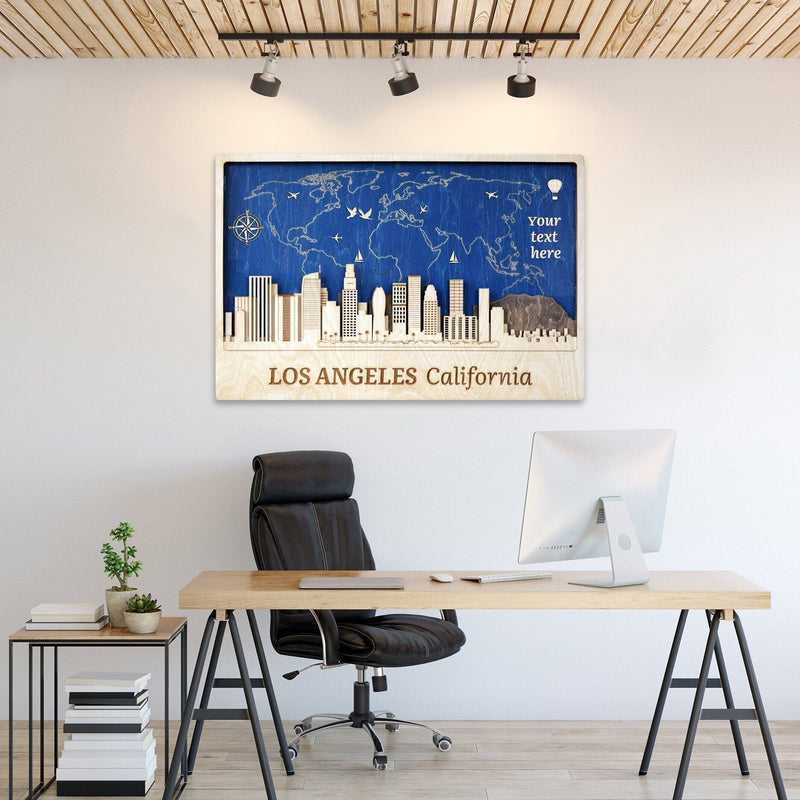 Los Angeles Skyline Wall Art - Personalized Wood Decor