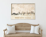 Newcastle Skyline Wall Art - Personalized Wood Decor