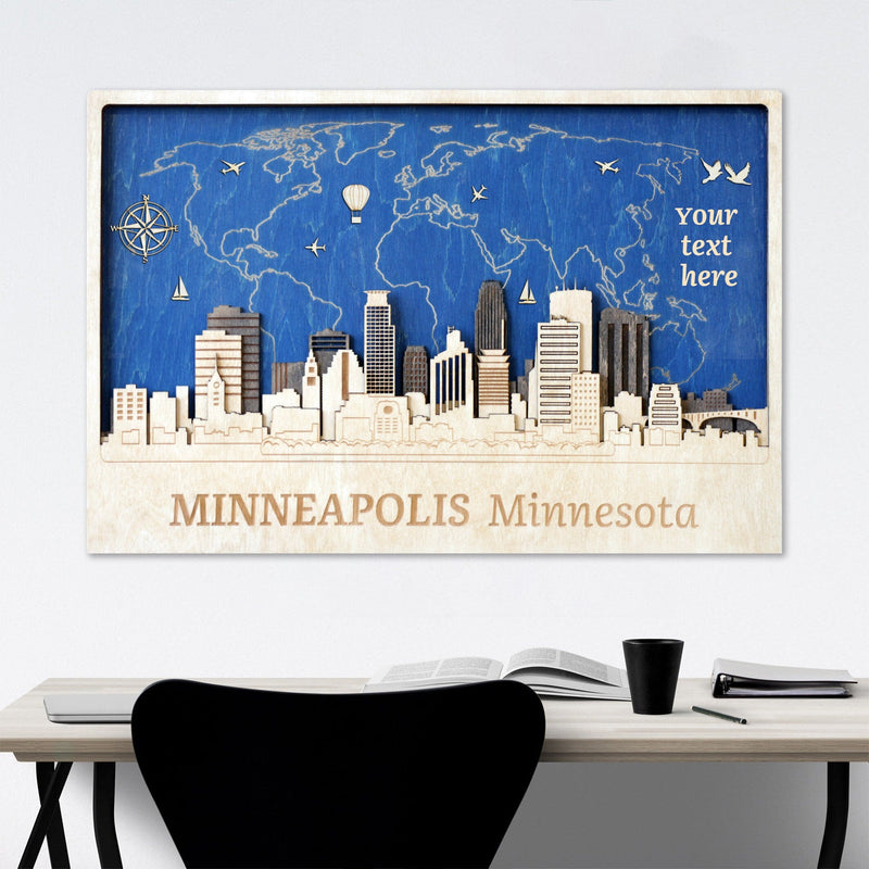 Minneapolis City Skyline Wall Decor - Housewarming Gift