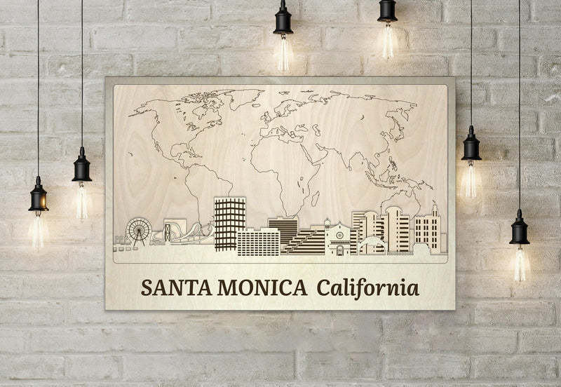 Santa Monica Wood Wall Art - Custom Rustic Home Decor