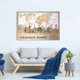 Personalized Travel Wall Decor Wood World Map Art