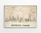 Montreal Skyline Wood Wall Art - Personalized Canada Gift