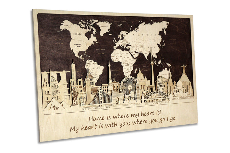 Personalized World Map Push Pin Wall Art - Inspirational Gift